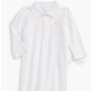 New Girls polo Ralph Lauren White pink romper